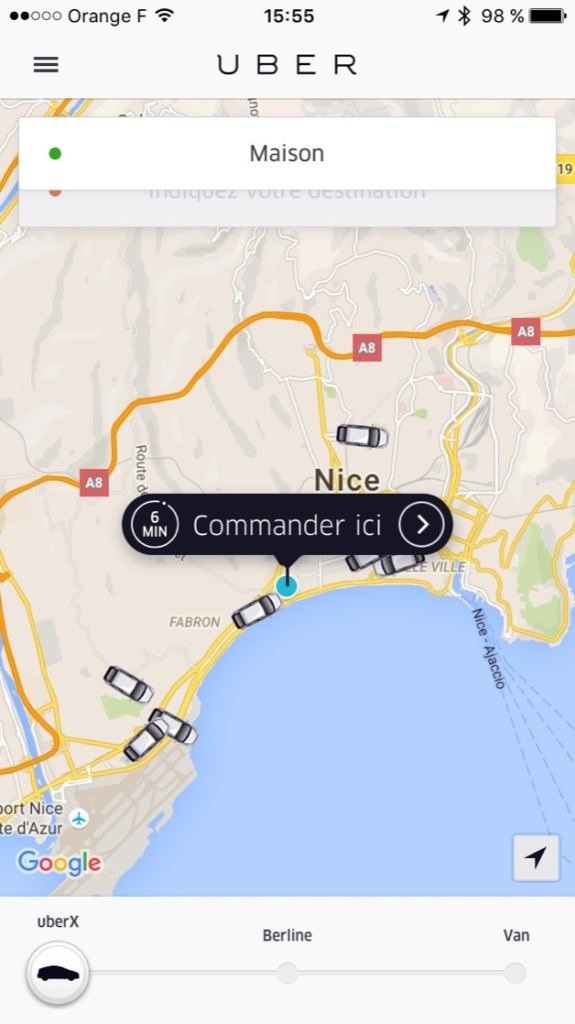 Dostępne samochody Uber w okolicy widać na żywo w aplikacji