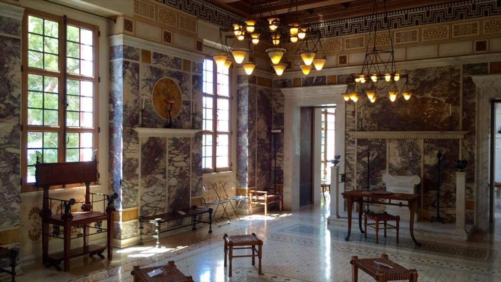 Salon dostępny wyłącznie dla mężczyzn, villa grecka Kerylos