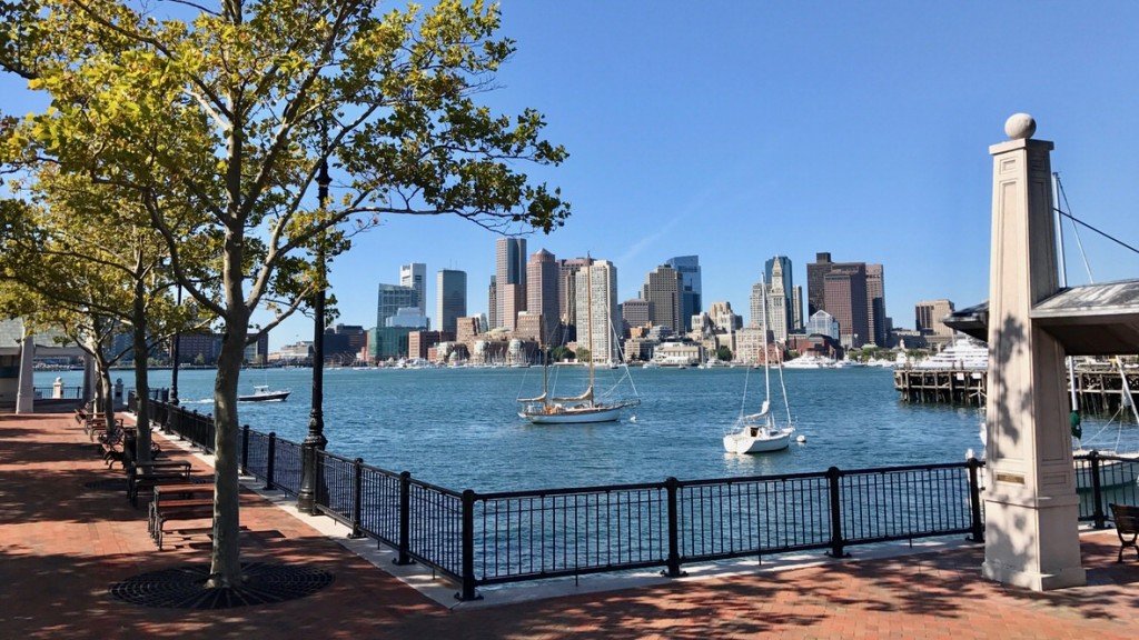 Panorama Bostonu z Piers Park