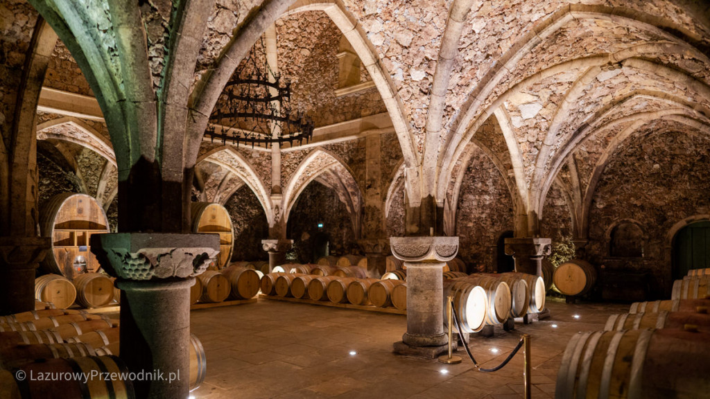 Piwnica z beczkami pełnymi win w Château Font du Broc należy do najładniejszych w Prowansji